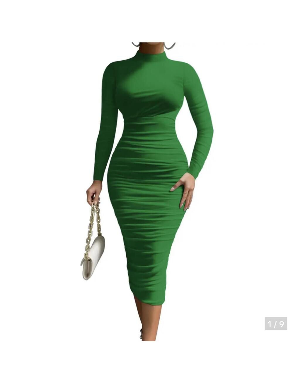 Viral OYS Ruched Mesh Bodycon Midi Dress